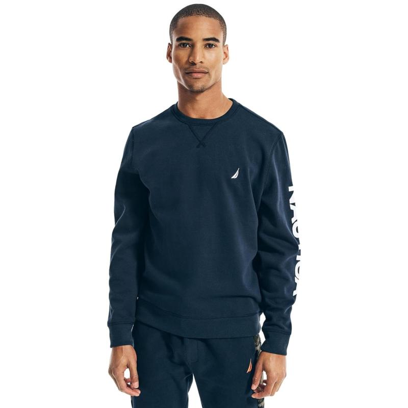 Nautica Men’s Basic Crew Neck Fleece Sweatshirt((Fall/Winter 2024) Navy ...