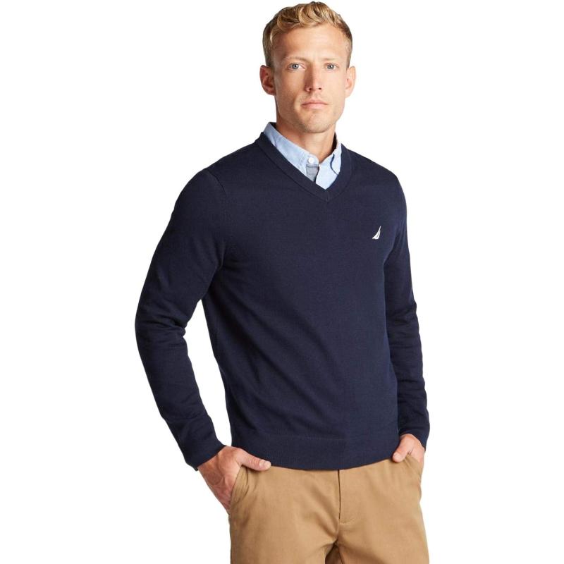 Nautica Men’s Classic Fit Navtech Soft V-Neck Sweater((Fall/Winter 2024 ...