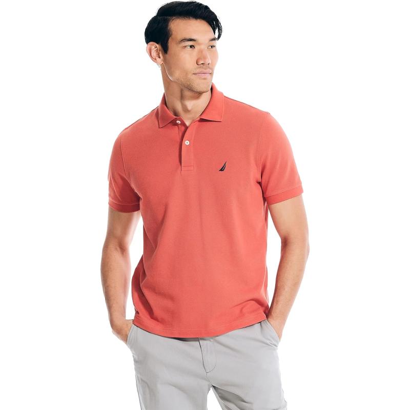 Nautica Men’s Classic Short Sleeve Solid Performance Deck Polo Shirt ...