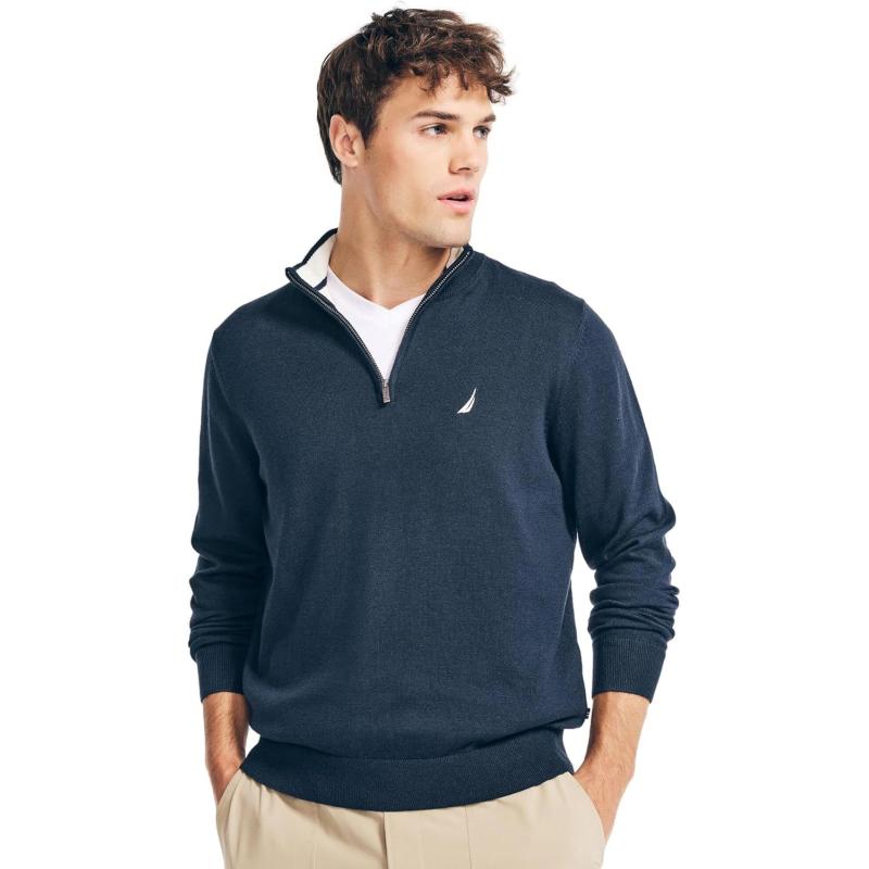 Nautica Mens Quarter Zip Sweater Navtech Collection Fall Winter Navy Seas Nautica Sales